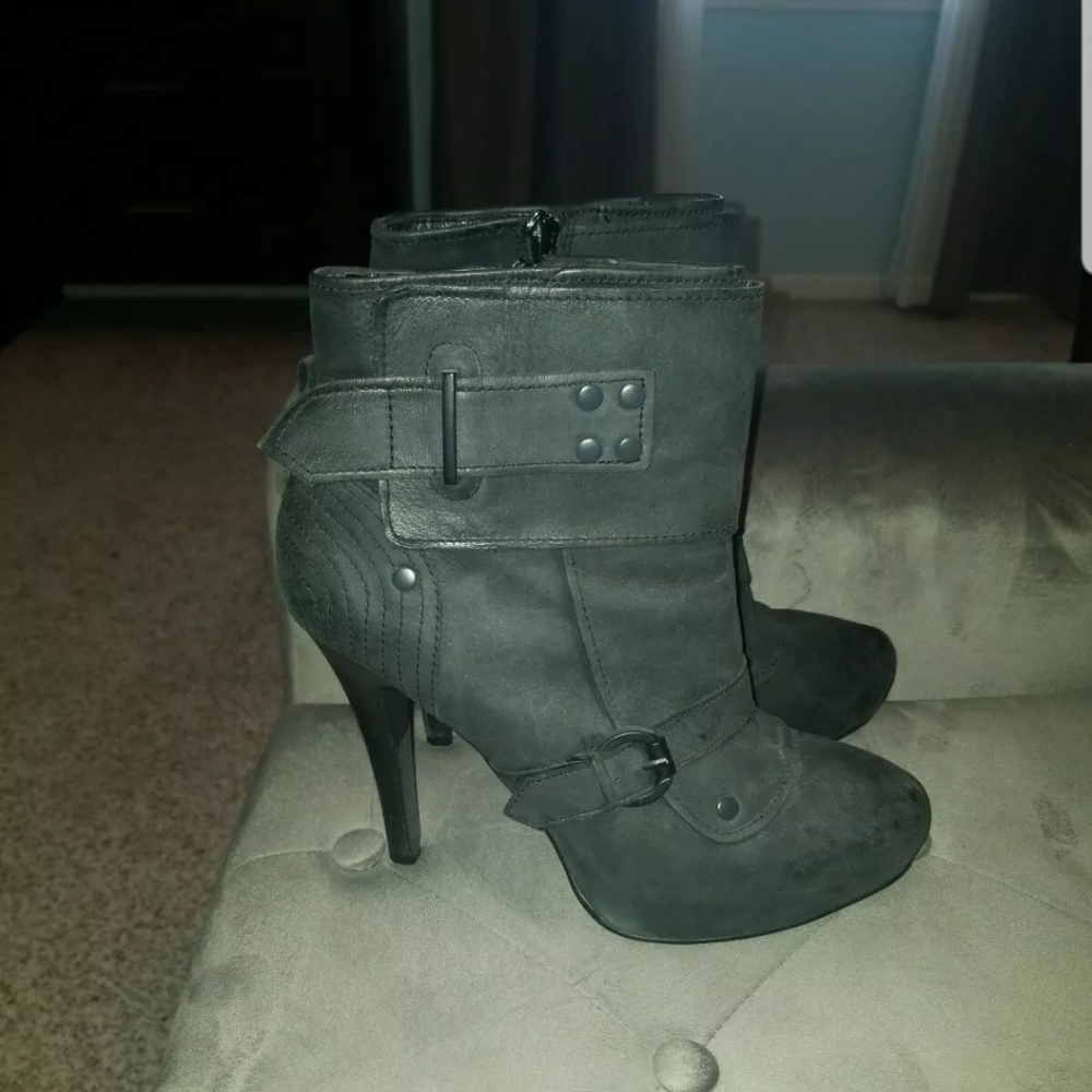 Ash Extreme Black Leather Buckle Hi Heel Stiletto